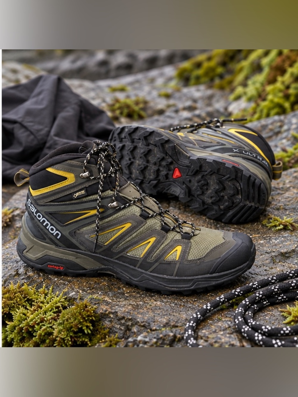 Salomon X Ultra 3 Mid GTX Gore-Tex Hiking Boots Men’s 14 Gray Yellow